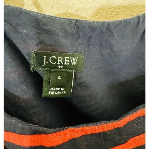 J. Crew Striped Derby Linen Blend‎ Fit and Flare Dress Black Red Womens Size 4 - Picture 6 of 11